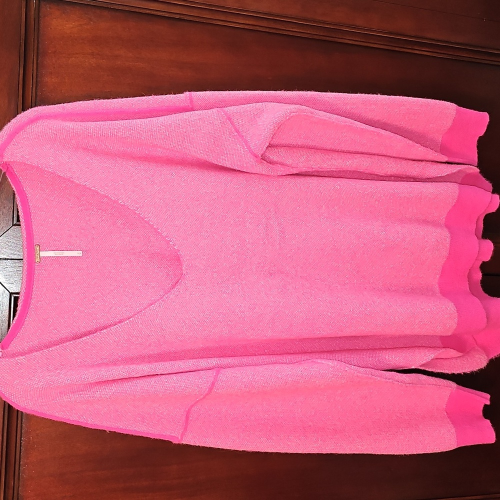 Free People Pink V-Neck Sweater with Relaxed Fit